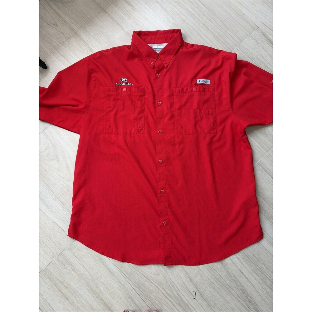 Georgia Bulldogs Shirt Mens XLTRed Columbia PFG Button Down Stitched Logo NCAA